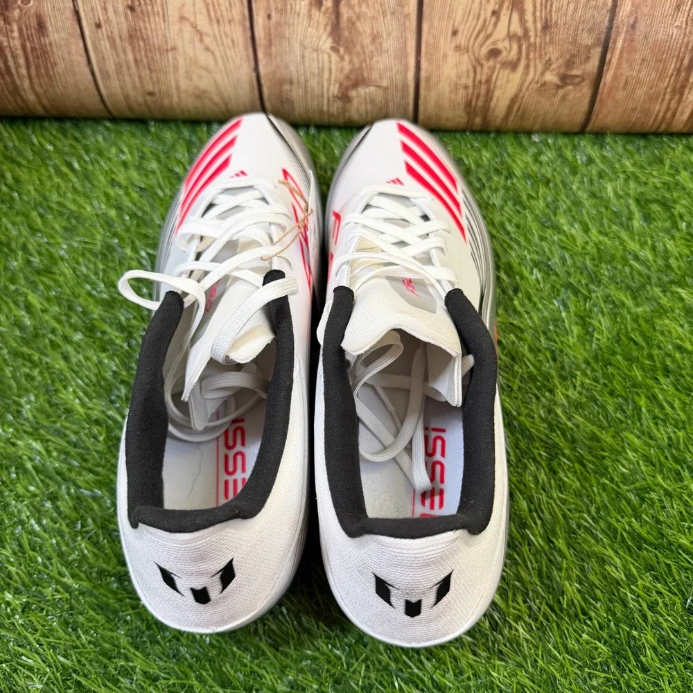 Adidas F50 Messi League Soccer Cleats Mens Size 9 White Lucid Red Silver
